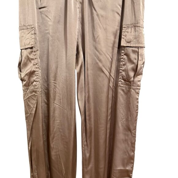 SHE + SKY Satin Jogger Pants SZ Small Metallic Shiny High‎ Rise - Picture 4 of 11
